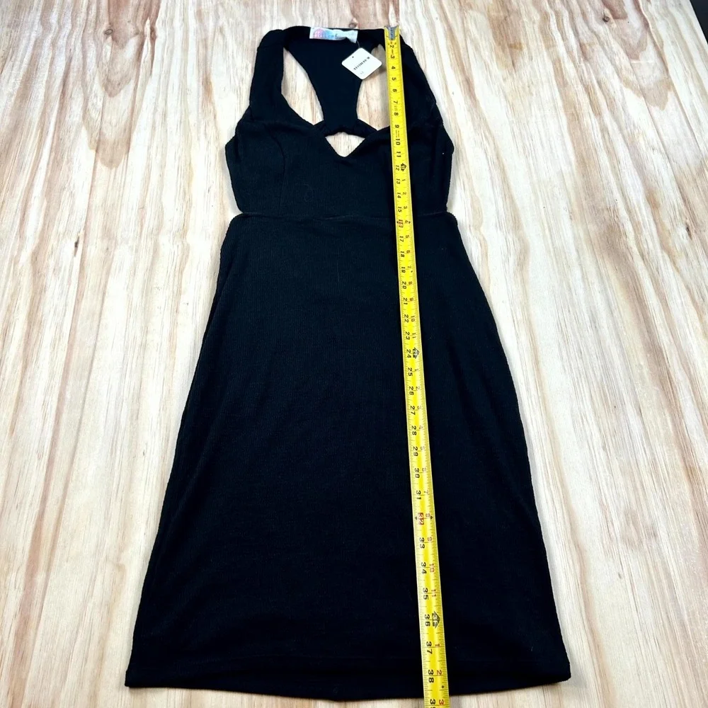 Free People FP Beach Dress Women Medium Black Ribbed Cutout Racerback Summer NEW - Picture 6 of 7